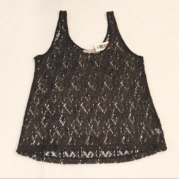 Kirra | Black and Gold Lace Tank Top - Picture 1 of 4